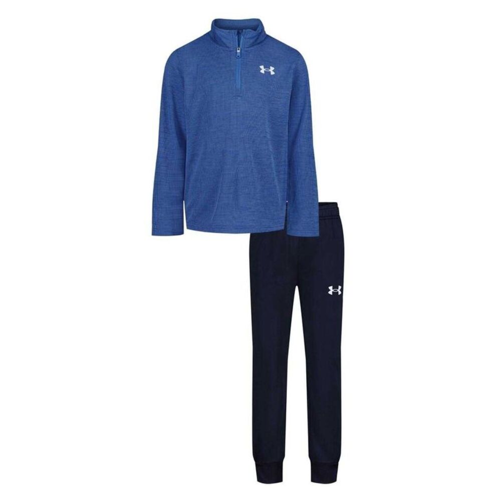 Under Armour Boys Quarter Zip Tracksuit Set / Blue/Navy